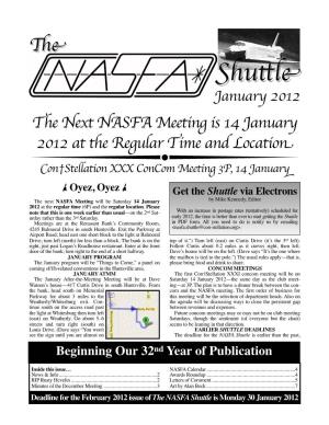 January 2012 NASFA Shuttle