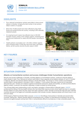 Somalia Humanitarian Bulletin, October 2020