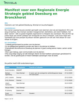 Manifest Voor Een Regionale Energie Strategie Gebied Doesburg En Bronckhorst