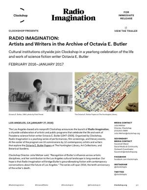 RADIO IMAGINATION: Artists and Writers in the Archive of Octavia E