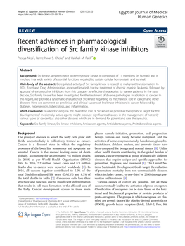 Recent Advances in Pharmacological Diversification of Src Family Kinase Inhibitors Preeya Negi1, Rameshwar S