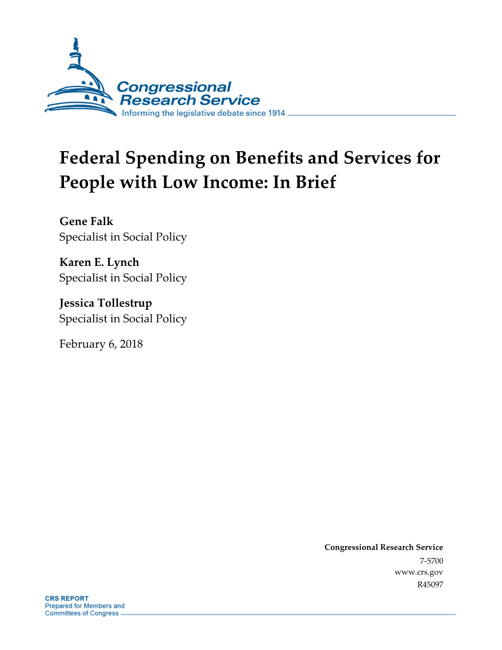 Federal Spending on Benefits and Services for People with Low Income: in Brief