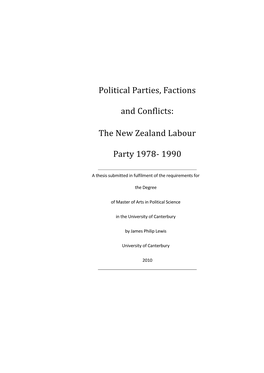 Political Parties, Factions and Conflicts: the New Zealand Labour