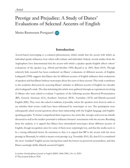A Study of Danes' Evaluations of Selected Accents of English