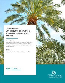 Joint Meeting Jpa Executive Committee & Cvb Board Of