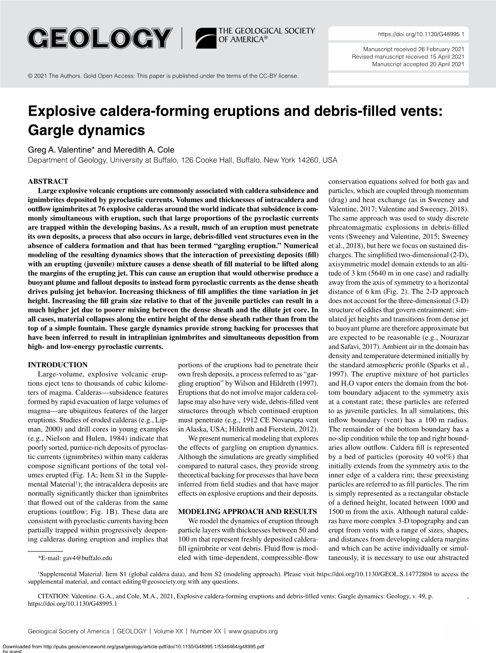 Explosive Caldera-Forming Eruptions and Debris-Filled Vents: Gargle Dynamics Greg A