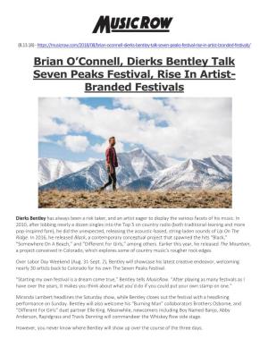 Brian O'connell, Dierks Bentley Talk Seven Peaks