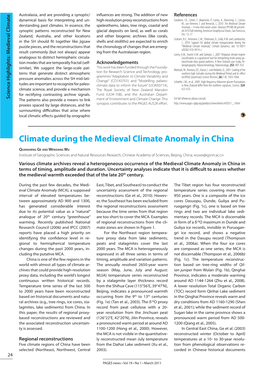Climate During the Medieval Climate Anomaly in China