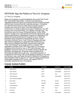 PETITION: Sign the Petition to the U.S. Congress 13,640 SIGNATURES