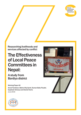 The Effectiveness of Local Peace Committees in Nepal: a Study from Bardiya District