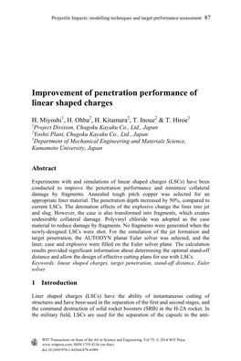Improvement of Penetration Performance of Linear Shaped Charges