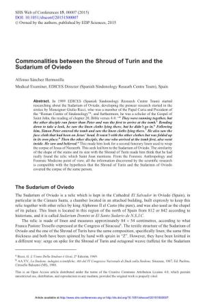 Commonalities Between the Shroud of Turin and the Sudarium of Oviedo