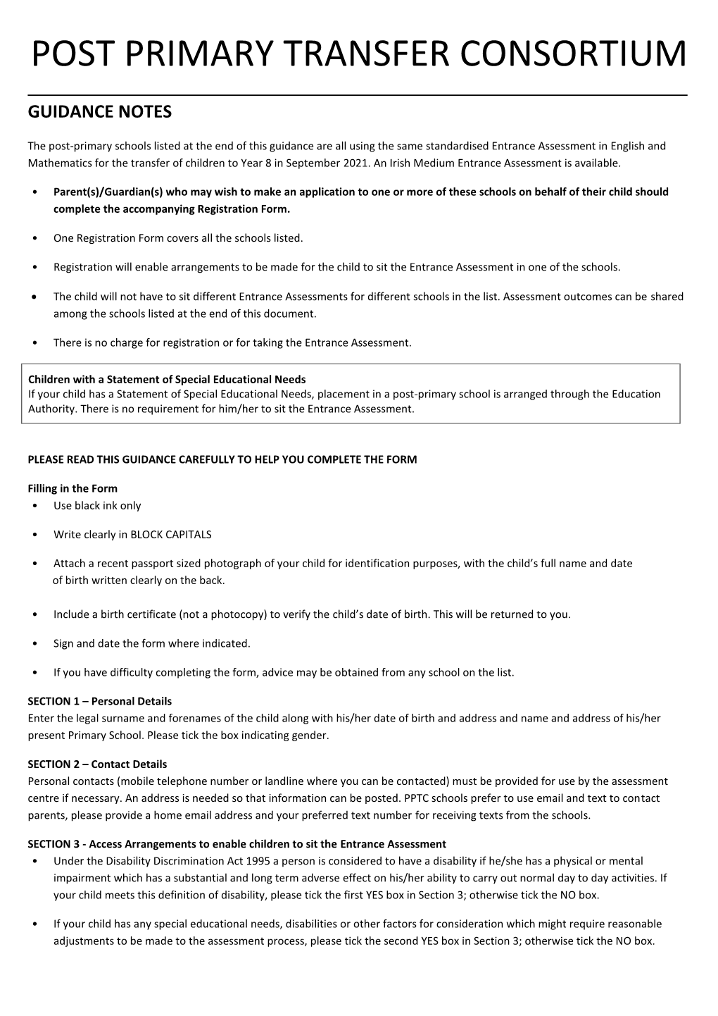 Post Primary Transfer Consortium