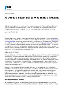 Al Qaeda's Latest Bid to Woo India's Muslims