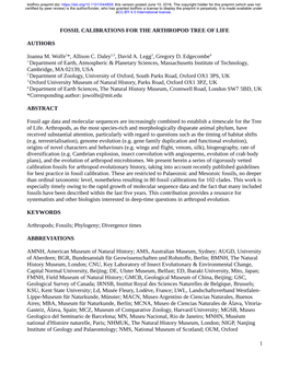 Fossil Calibrations for the Arthropod Tree of Life