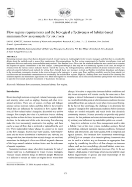Flow Regime Requirements and the Biological Effectiveness of Habitat-Based Minimum ﬂow Assessments for Six Rivers