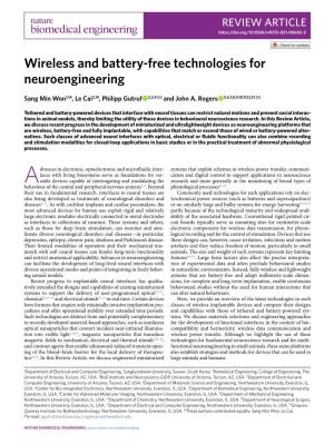 Wireless and Battery-Free Technologies for Neuroengineering