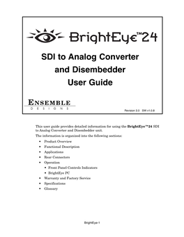 Brighteye 24 SDI to Analog Converter and Disembedder