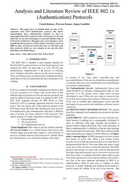 Analysis and Literature Review of IEEE 802.1X (Authentication) Protocols