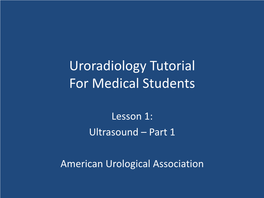 Uroradiology Tutorial for Medical Students