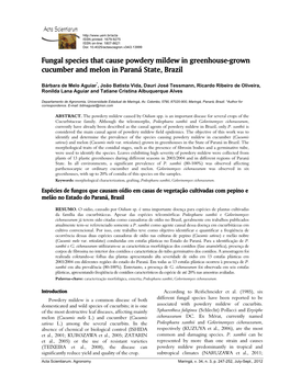 Fungal Species That Cause Powdery Mildew in Greenhouse-Grown Cucumber and Melon in Paraná State, Brazil