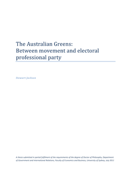 The Australian Greens: Between Movement and Electoral Professional Party