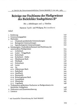 Beiträge Zur Fischfauna Der Fließgewässer Des Bielefelder Stadtgebietes II'3