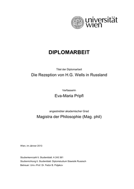 Die Rezeption Von HG Wells in Russland