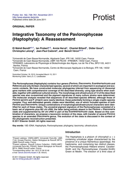Integrative Taxonomy of the Pavlovophyceae (Haptophyta): a Reassessment