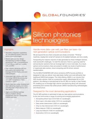Silicon Photonics Technologies