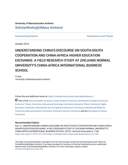 Understanding China's Discourse on South-South Cooperation and China