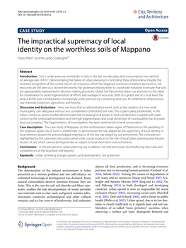 The Impractical Supremacy of Local Identity on the Worthless Soils of Mappano Paolo Pileri1 and Riccardo Scalenghe2*