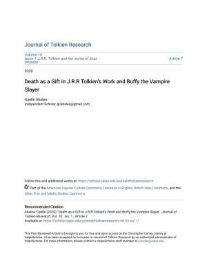 Death As a Gift in J.R.R Tolkien's Work and Buffy the Vampire Slayer