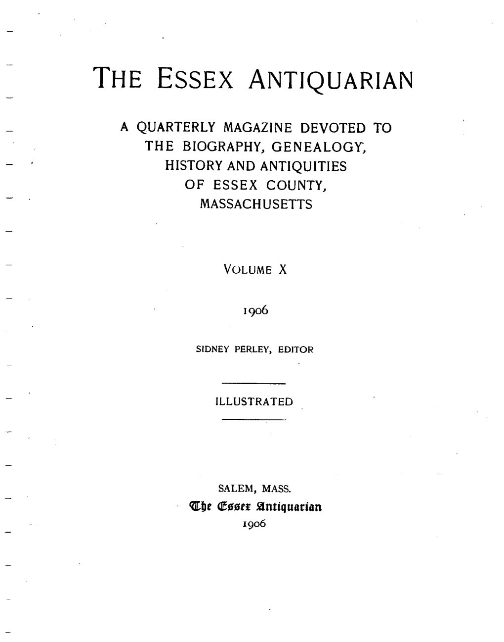 The Biography, Genealogy, History and Antiquities of Essex County, Massachusetts
