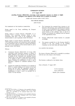 COMMISSION DECISION of 27 August 2007 Amending Decision