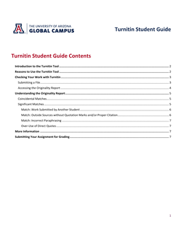 Turnitin Student Guide Contents