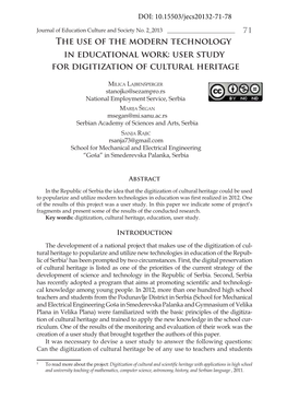 User Study for Digitization of Cultural Heritage