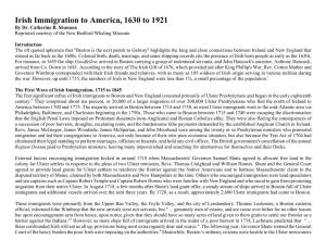 Irish Immigration to America, 1630 to 1921 by Dr