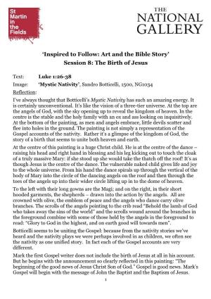 'Inspired to Follow: Art and the Bible Story' Session 8: the Birth of Jesus