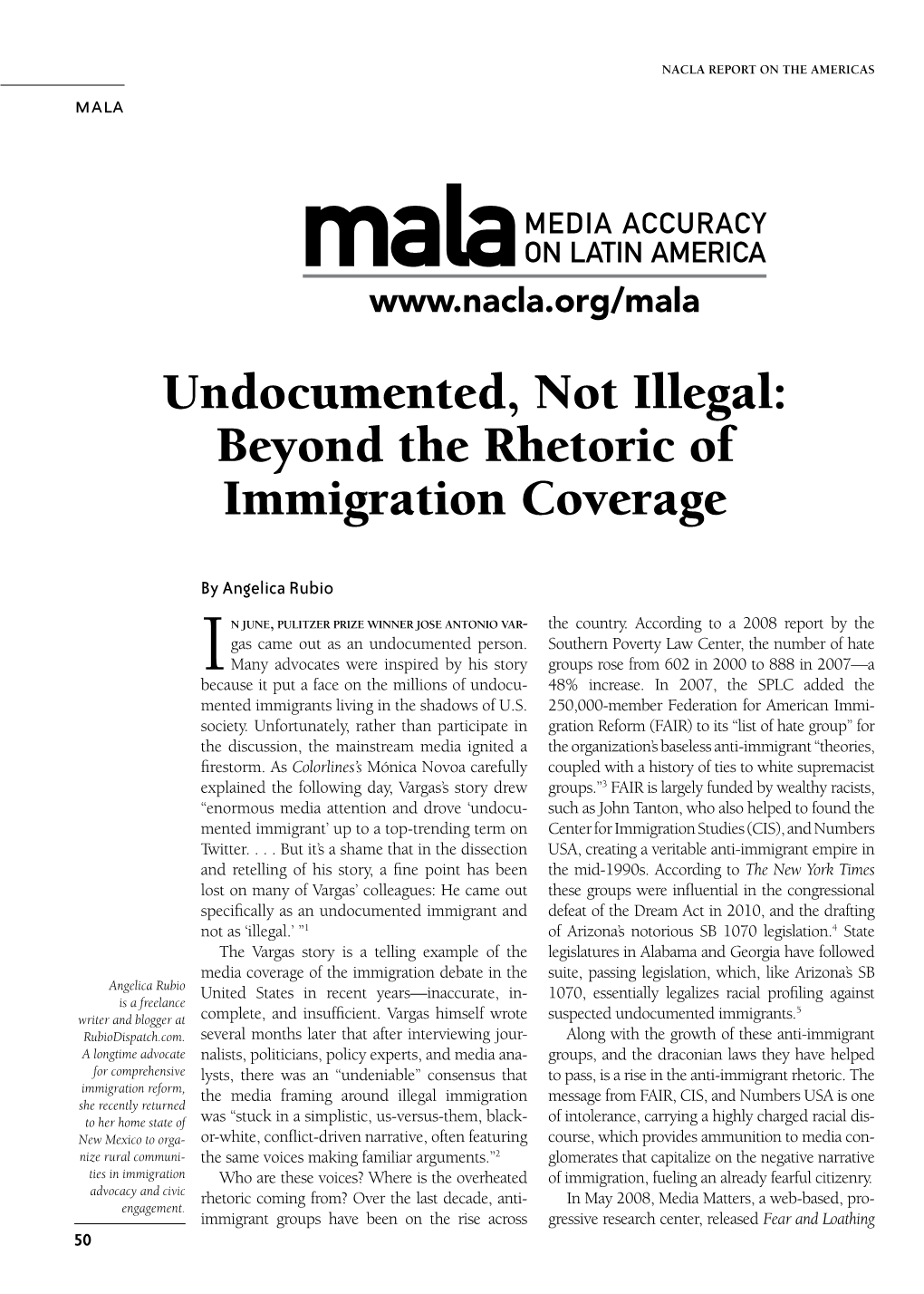 Undocumented, Not Illegal: Beyond the Rhetoric of Immigration Coverage