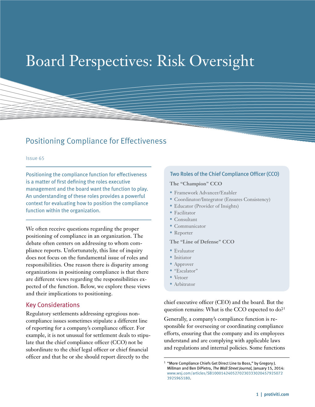Positioning Compliance for Effectiveness