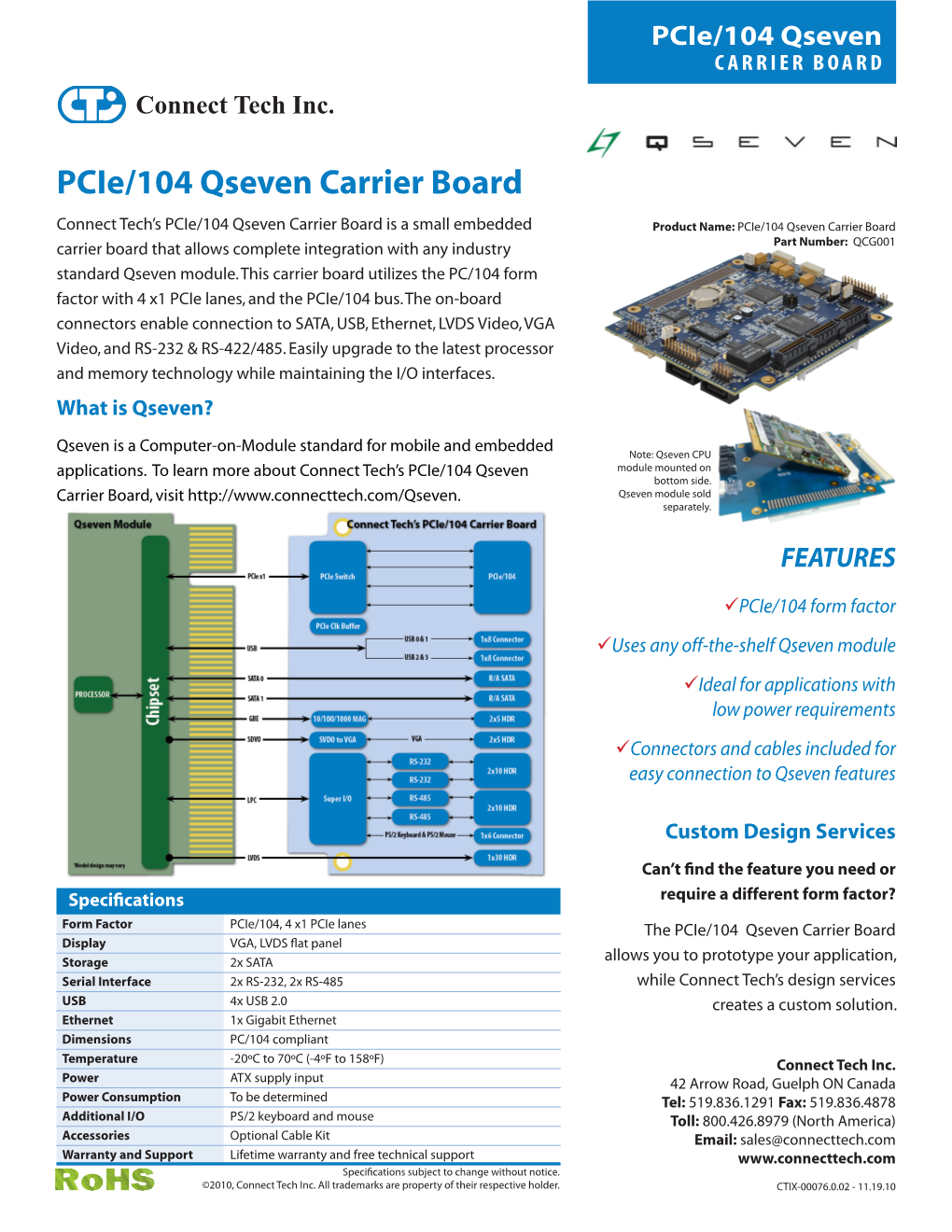 Pcie/104 Qseven Carrier Board