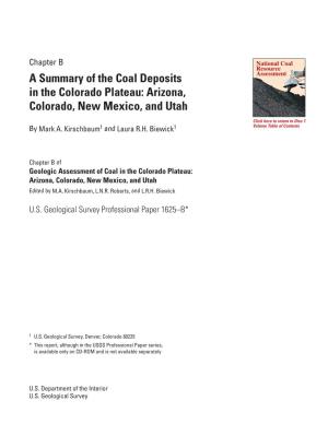 A Summary of the Coal Deposits in the Colorado Plateau: Arizona, Colorado, New Mexico, and Utah