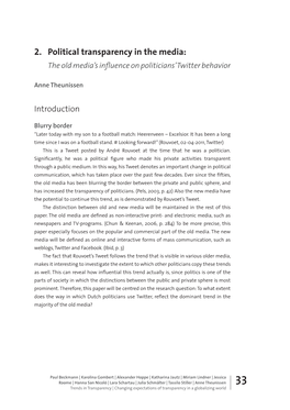 2. Political Transparency in the Media: the Old Media’S Inﬂuence on Politicians’ Twitter Behavior