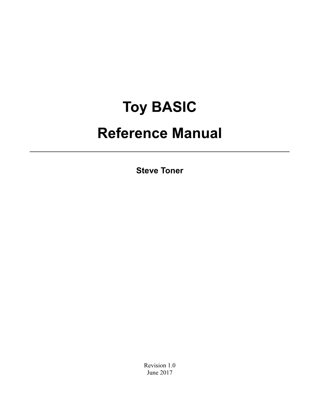 Toy BASIC Reference Manual