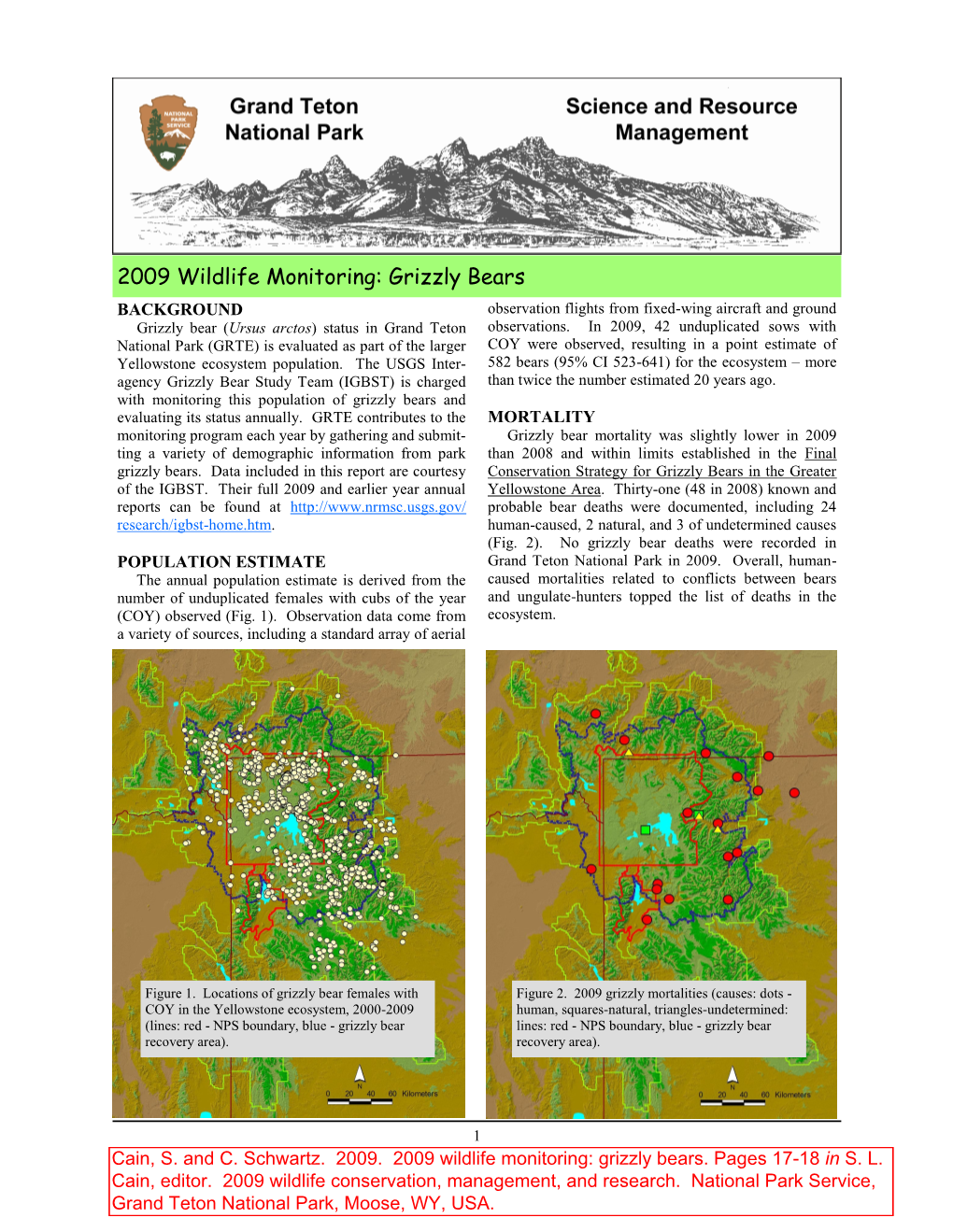 2009 Wildlife Monitoring: Grizzly Bears