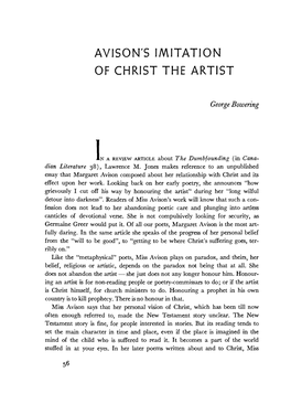 Avison's Imitation of Christ the Artist