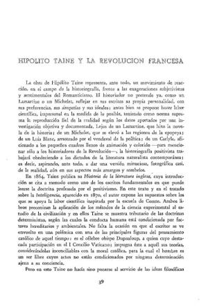 Hipólito Taine Y La Revolución Francesa