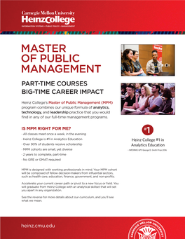 Master of Public Management Part-Time Courses Big-Time Career Impact