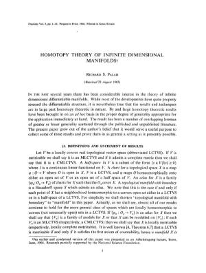 Homotopy Theory of Infinite Dimensional Manifolds?